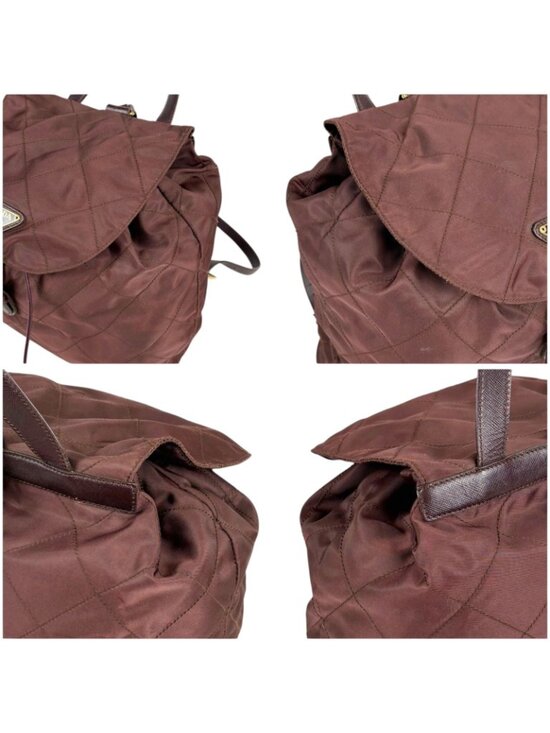 Prada Quilted Processing Tassel Charm Backpack Tessuto Nylon Wine Red main image 9